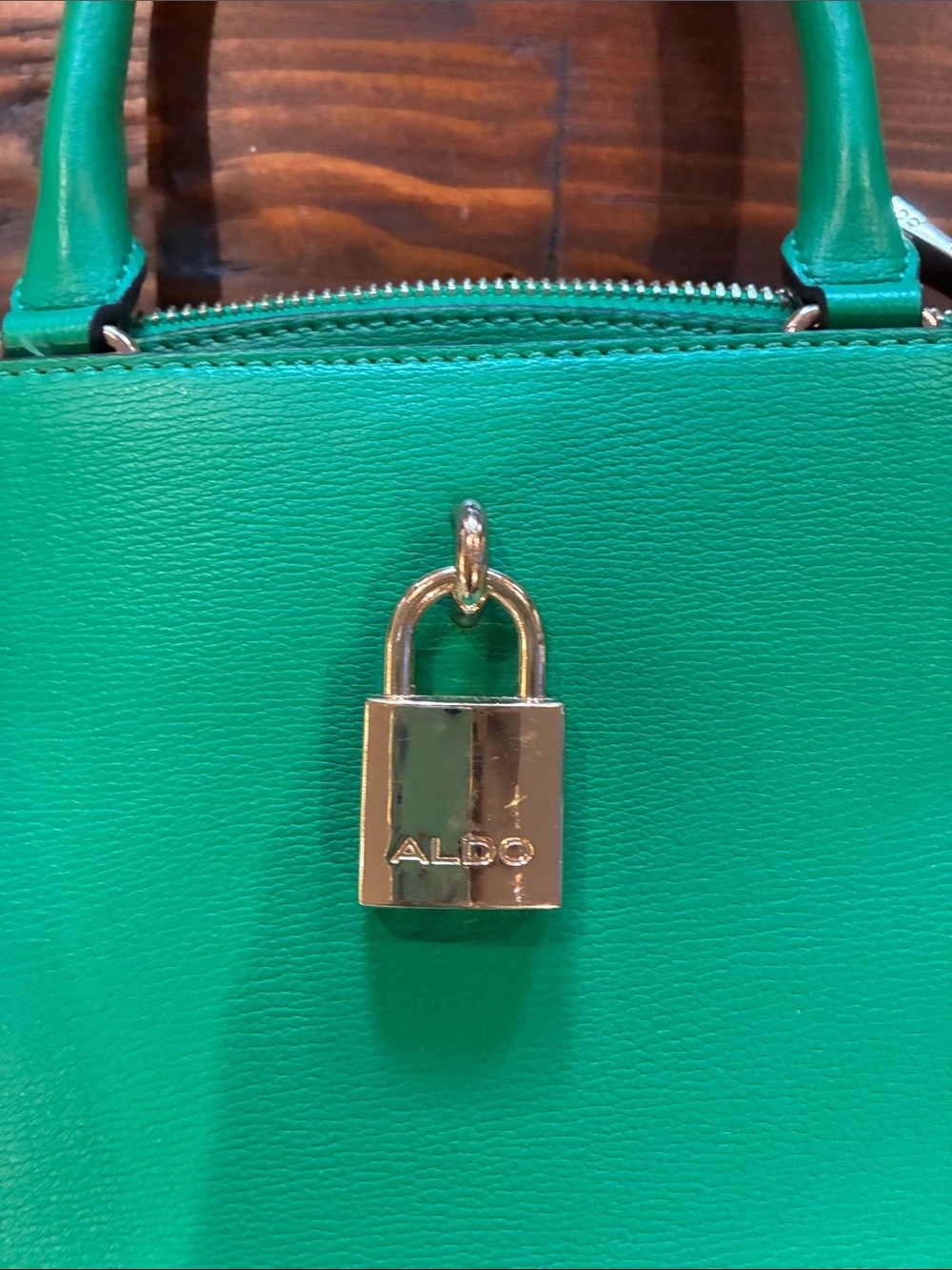 ALDO Green Structured Satchel with Gold Hardware - Picture 6 of 7